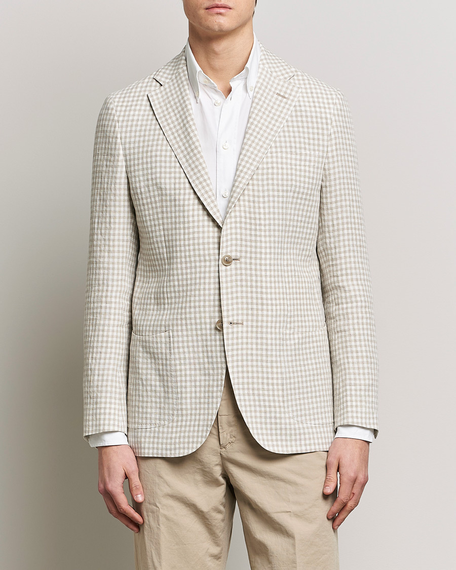 Herre | Dressjakker | Morris Heritage | Mike Check Linen Blazer Off White