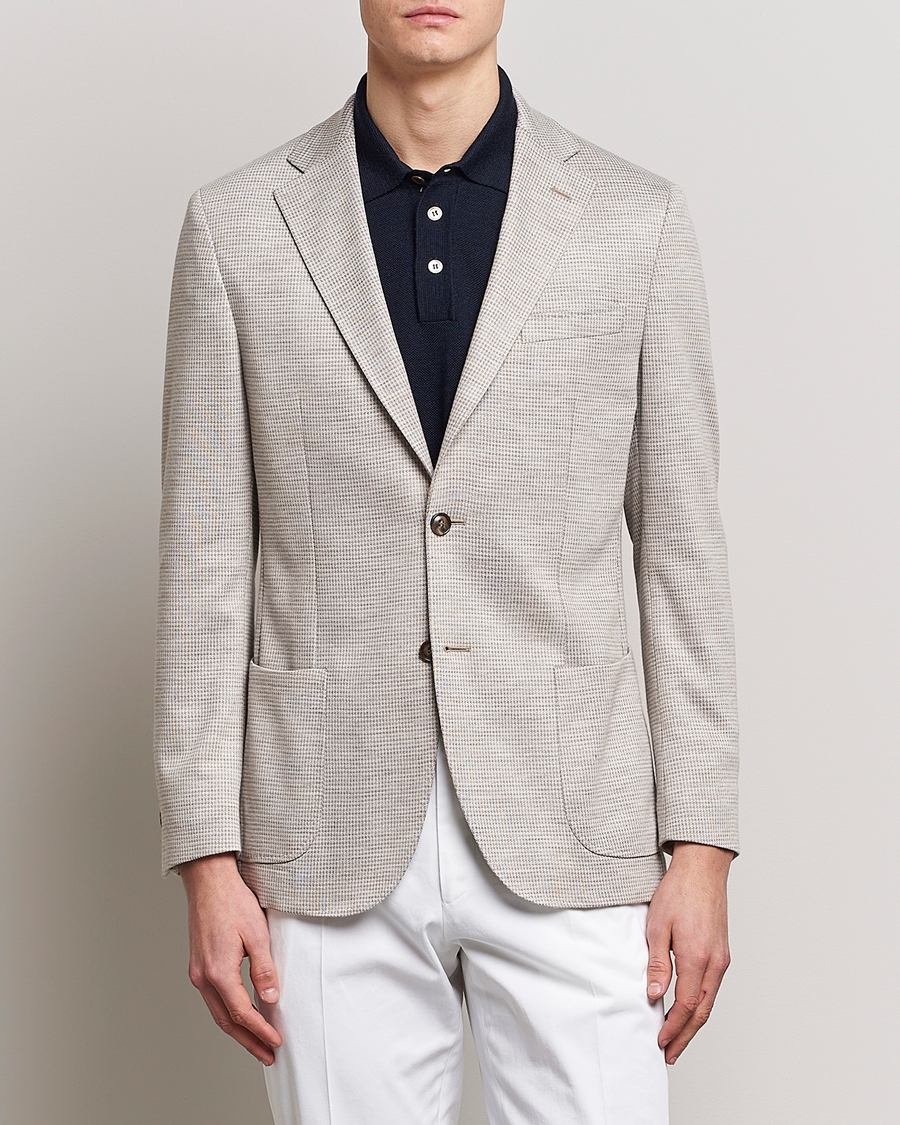 Herre | Dressjakker | Morris Heritage | Mike Dogtooth Jersey Blazer Beige