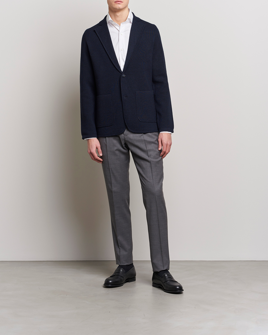 Herre | Dressjakker | Morris Heritage | Knitted Wool Blazer Navy