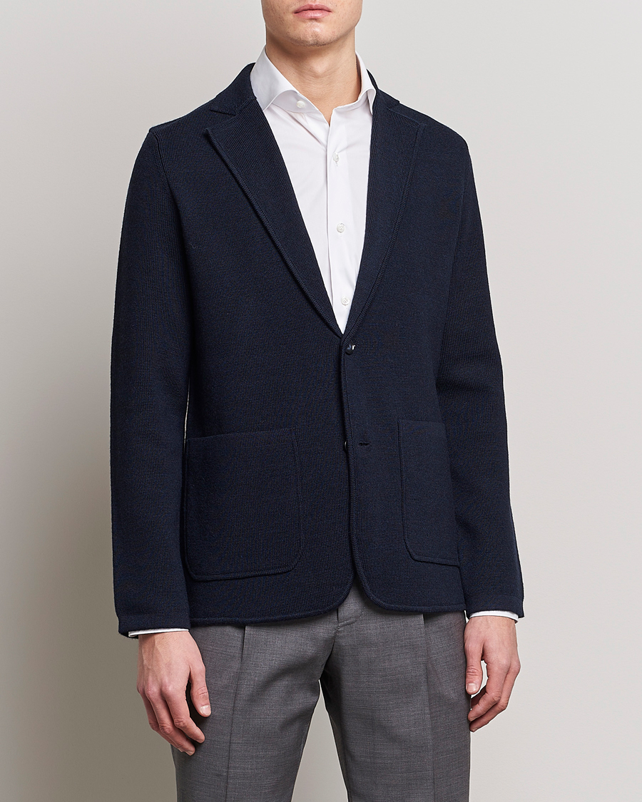 Herre | Dressjakker | Morris Heritage | Knitted Wool Blazer Navy