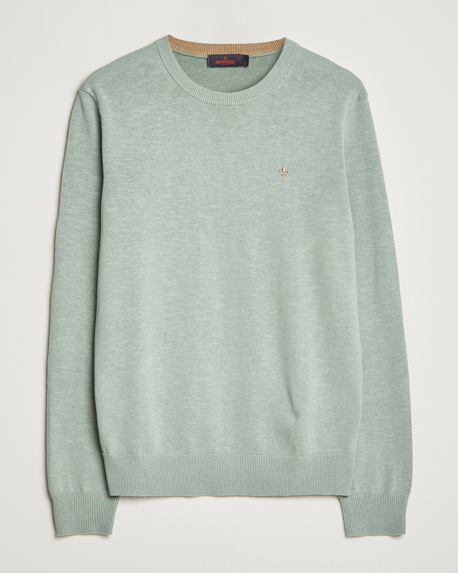 Herre | Gensere | Morris | Harold Cotton/Linen Summer Crew Neck Mint Green