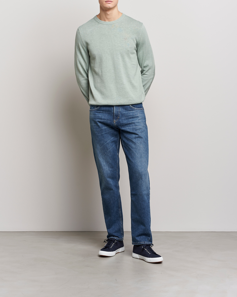 Herre | Gensere | Morris | Harold Cotton/Linen Summer Crew Neck Mint Green