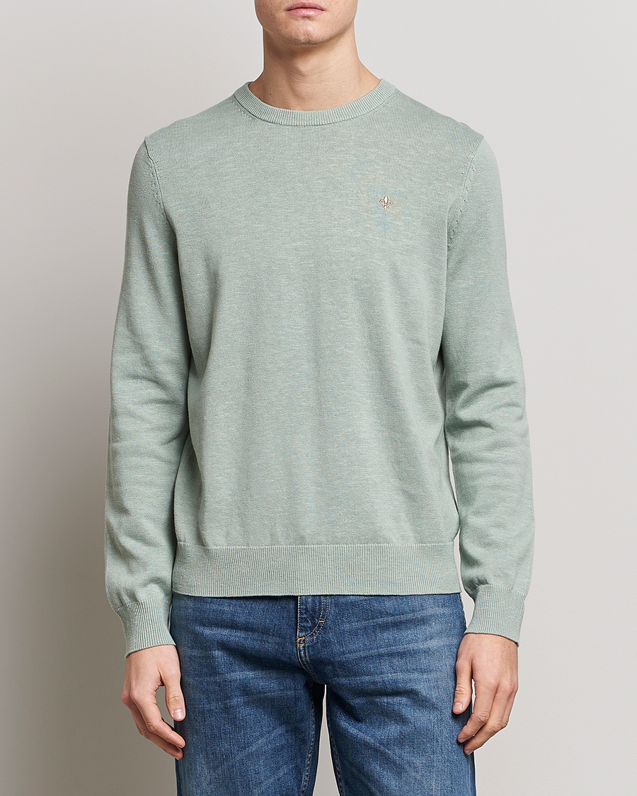 Herre | Pullovers rund hals | Morris | Harold Cotton/Linen Summer Crew Neck Mint Green