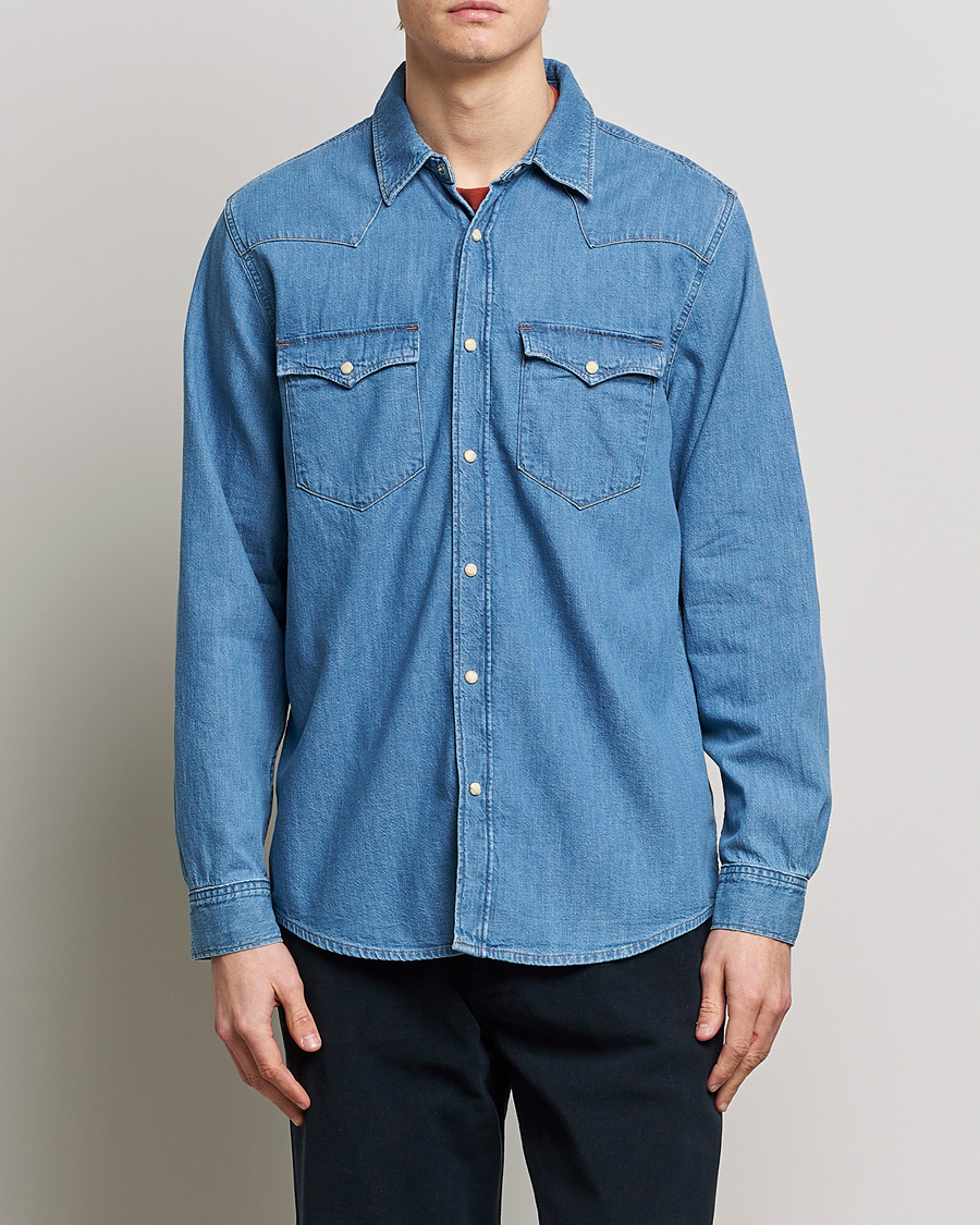 Herre |  | Nudie Jeans | George Pocket Denim Shirt Blue