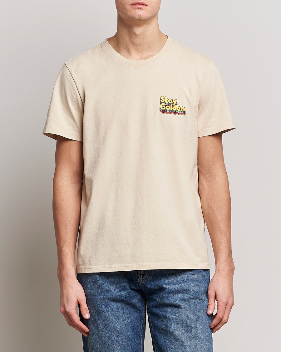 Herre |  | Nudie Jeans | Roy Logo Crew Neck T-Shirt Cream