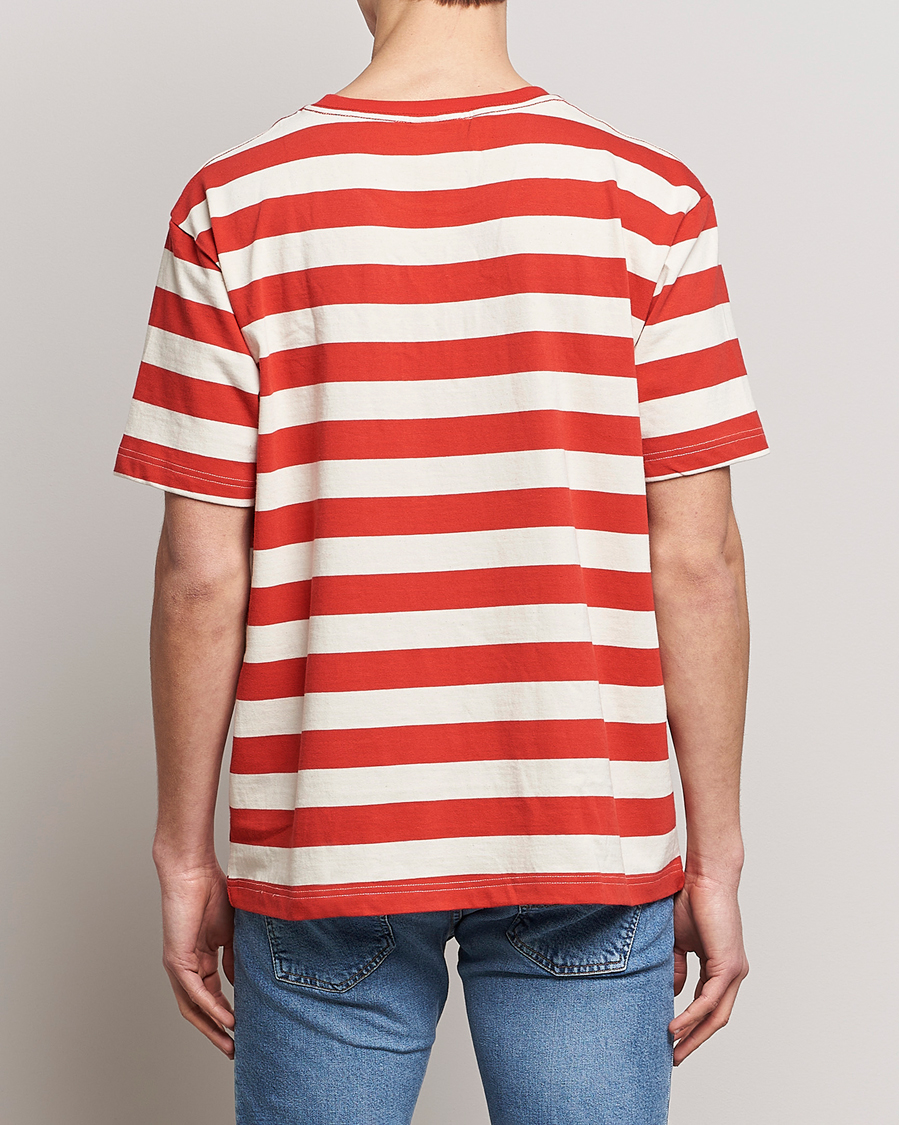 Herre | T-Shirts | Nudie Jeans | Uno Blockstripe Crew Neck T-Shirt Off White/Red