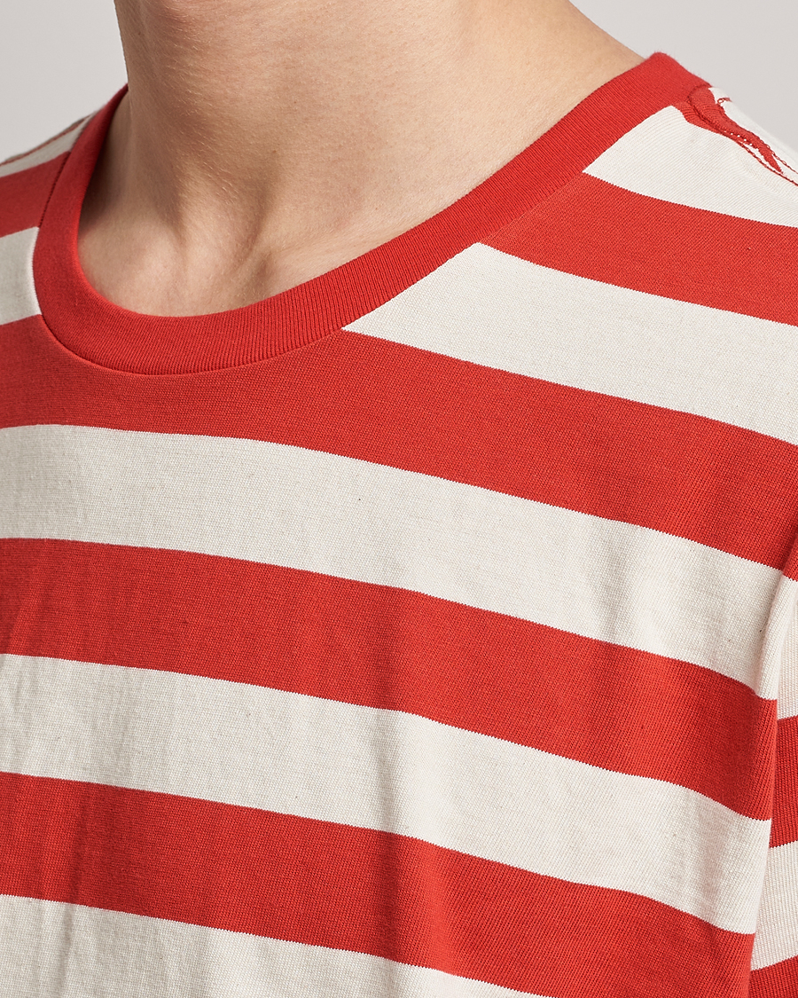 Herre | T-Shirts | Nudie Jeans | Uno Blockstripe Crew Neck T-Shirt Off White/Red