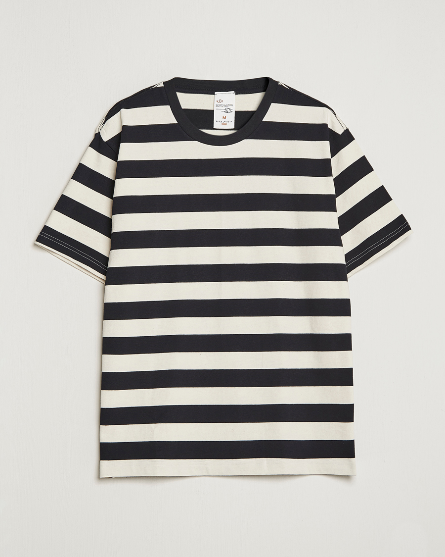 Herre | T-Shirts | Nudie Jeans | Uno Blockstripe Crew Neck T-Shirt Off White/Black