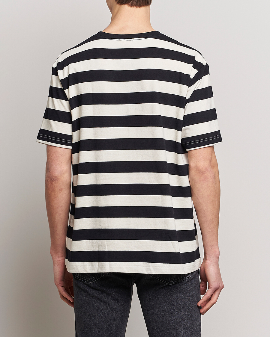 Herre | T-Shirts | Nudie Jeans | Uno Blockstripe Crew Neck T-Shirt Off White/Black