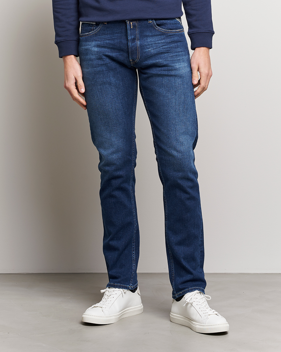 Herre | Jeans | Replay | Grover Straight Fit Stretch Jeans Dark Blue