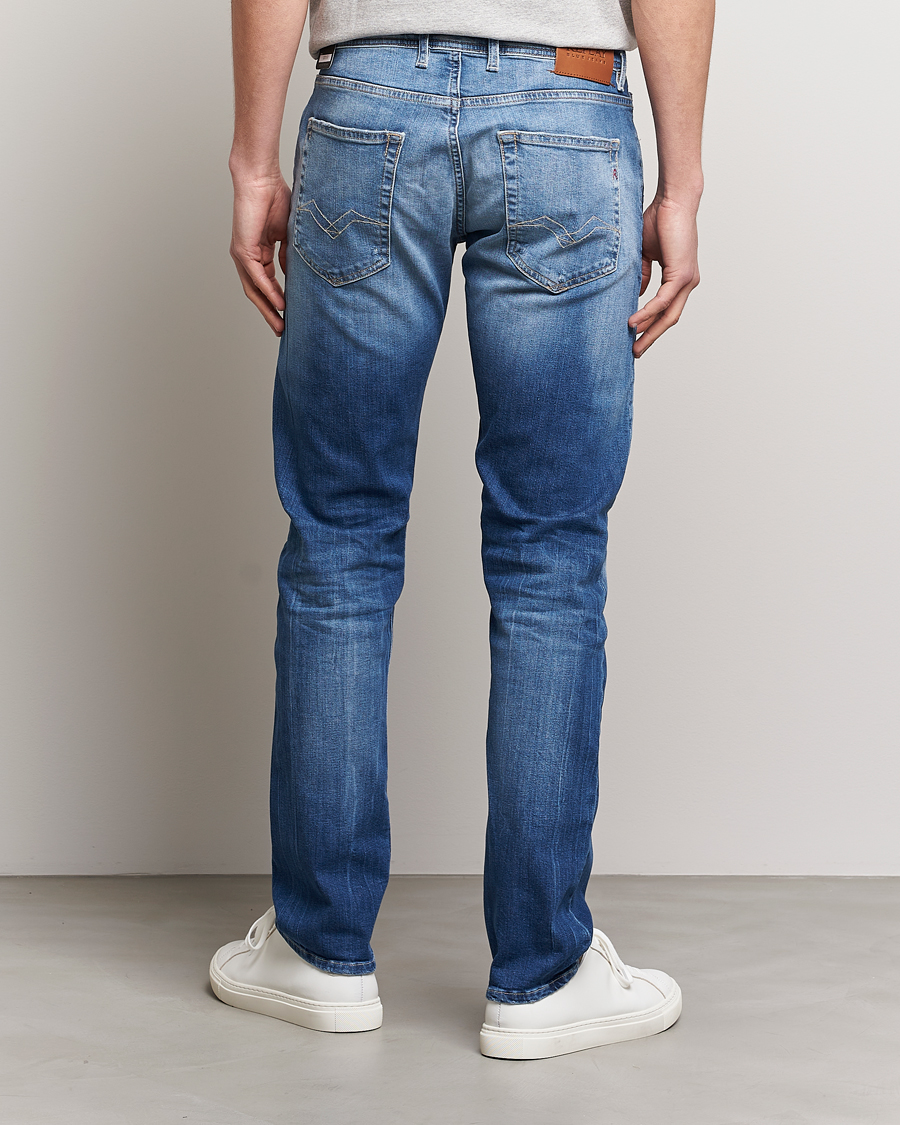 Herre | Jeans | Replay | Grover Straight Fit Stretch Shredded Jeans Blue