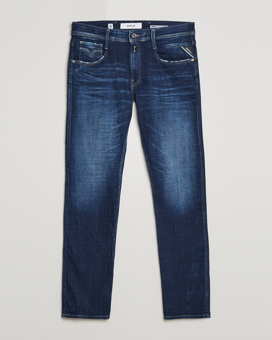 Herre | Jeans | Replay | Anbass Power Stretch 1 Year Wash Jeans Dark Blue