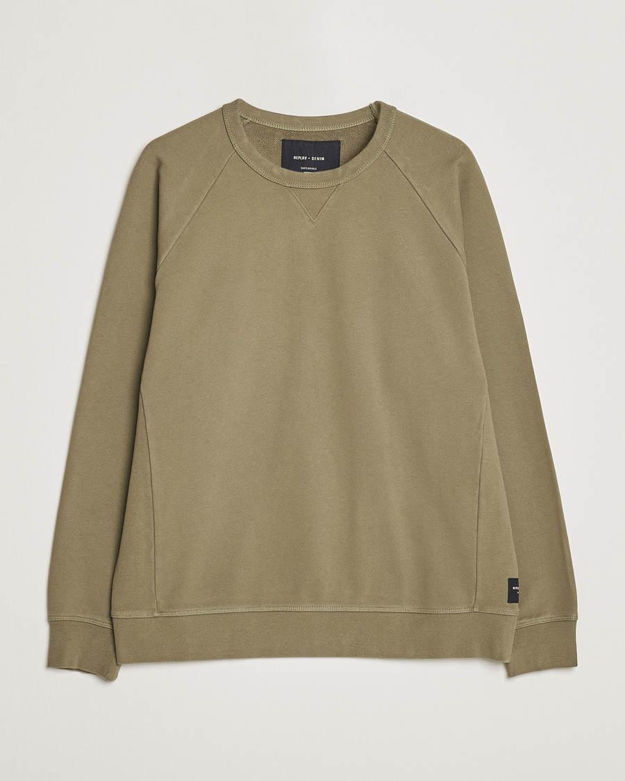 Herre | Gensere | Replay | Sartoriale Jersey Crew Neck Sweatshirt Sage Green