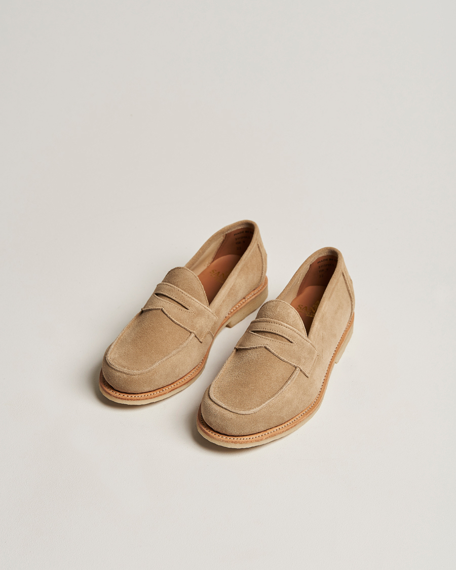 Herre | Sanders Edwin Unlined Suede Penny Loafer Milkshake | Sanders | Edwin Unlined Suede Penny Loafer Milkshake