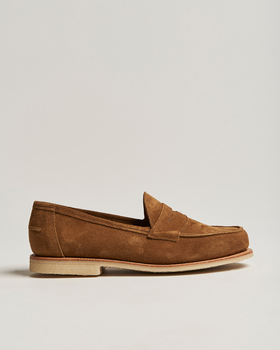 Herre | Sanders Edwin Unlined Suede Penny Loafer Tobacco | Sanders | Edwin Unlined Suede Penny Loafer Tobacco