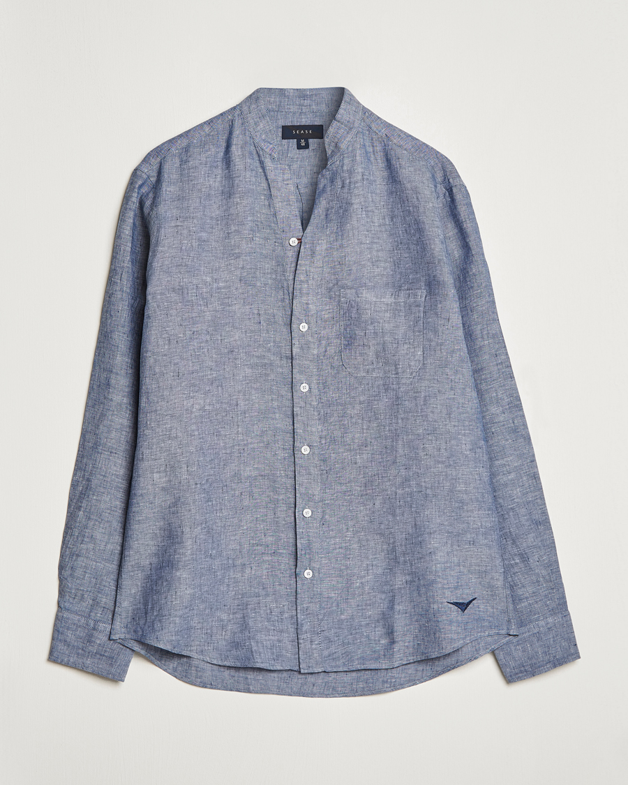 Herre | Skjorter | SEASE | Fishtail Linen Shirt Sky Blue