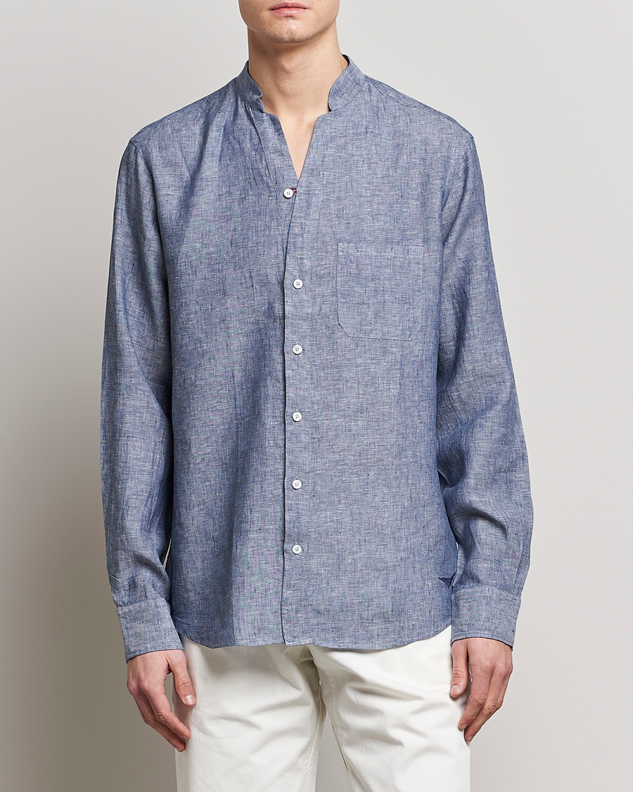 Herre |  | SEASE | Fishtail Linen Shirt Sky Blue