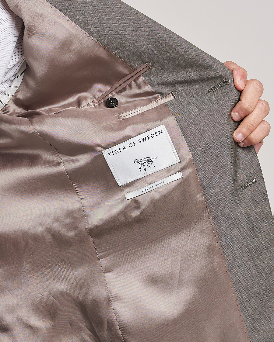 Herre | Dressjakker | Tiger of Sweden | Justin Herringbone Wool Blazer Dark Sand