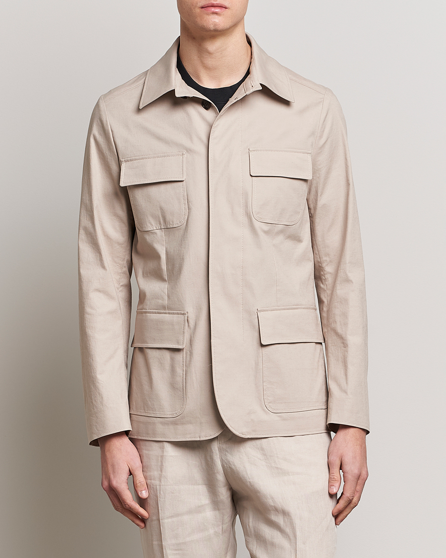 Herre | Jakker | Tiger of Sweden | Jora Cotton Linen Jacket Cream Sand