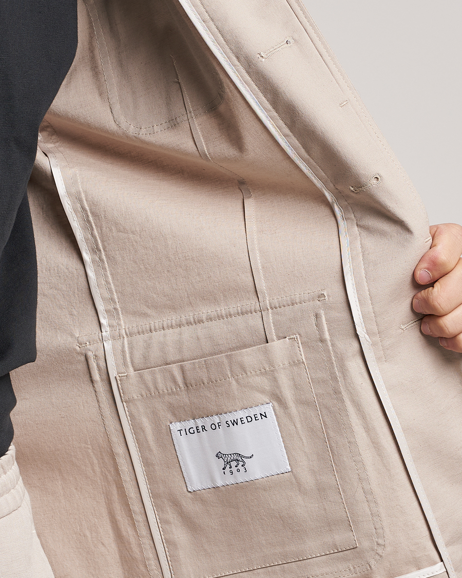 Herre | Jakker | Tiger of Sweden | Jora Cotton Linen Jacket Cream Sand