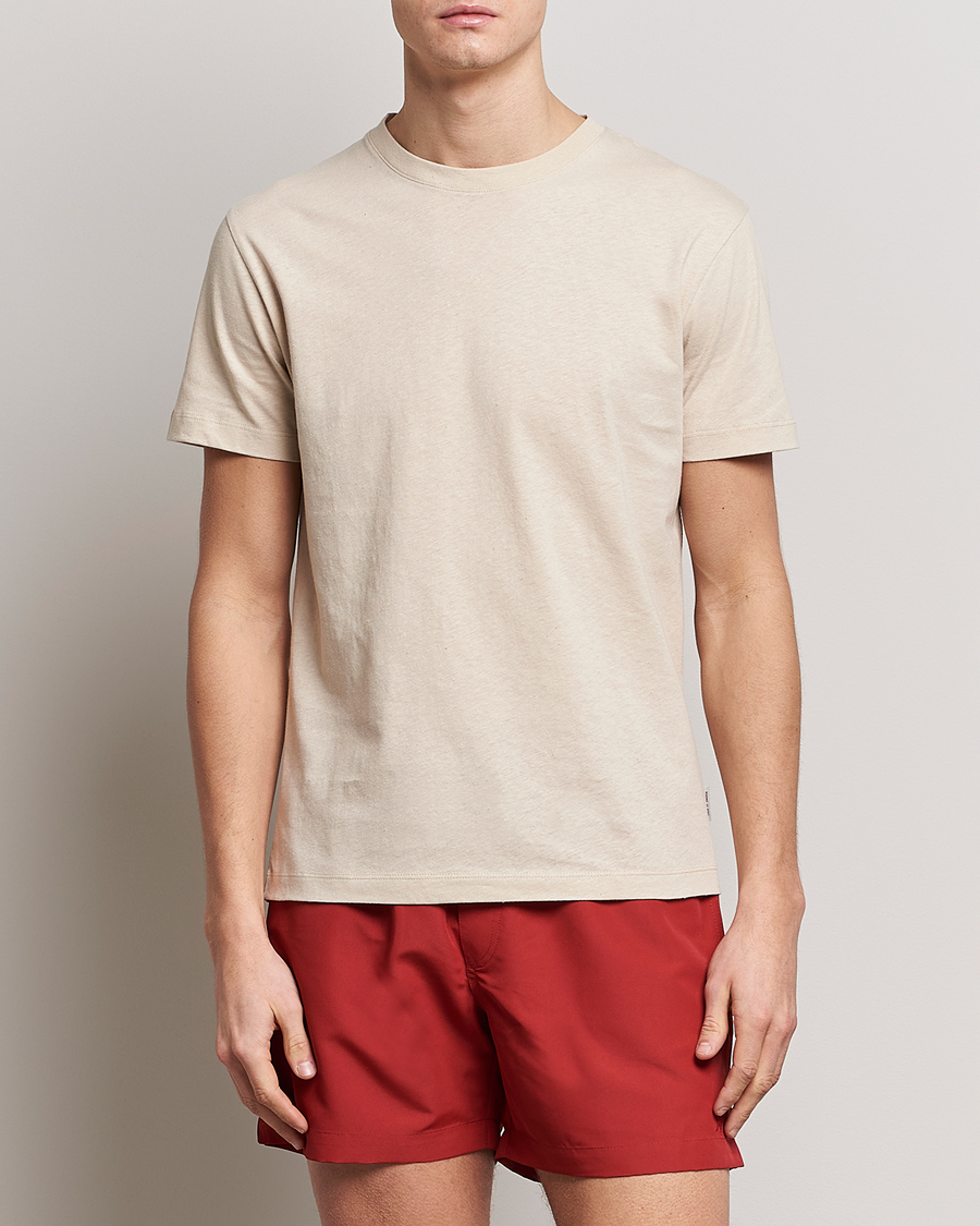 Herre | Kortermede t-shirts | Tiger of Sweden | Dillan Linen Cotton T-Shirt Cream Sand