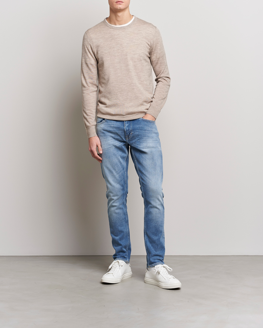 Herre | Gensere | Tiger of Sweden | Nichols Extra Fine Merino Crew Neck Beige Melange
