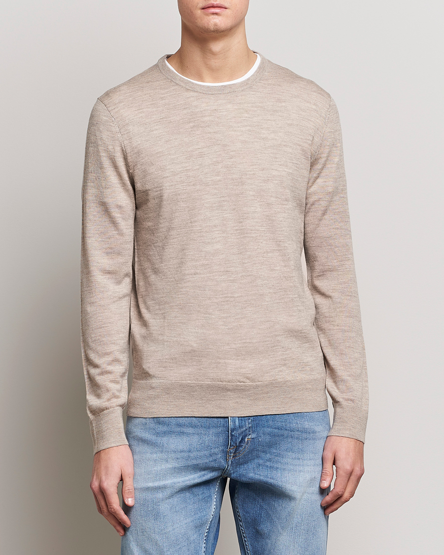 Herre |  | Tiger of Sweden | Nichols Extra Fine Merino Crew Neck  Beige Melange