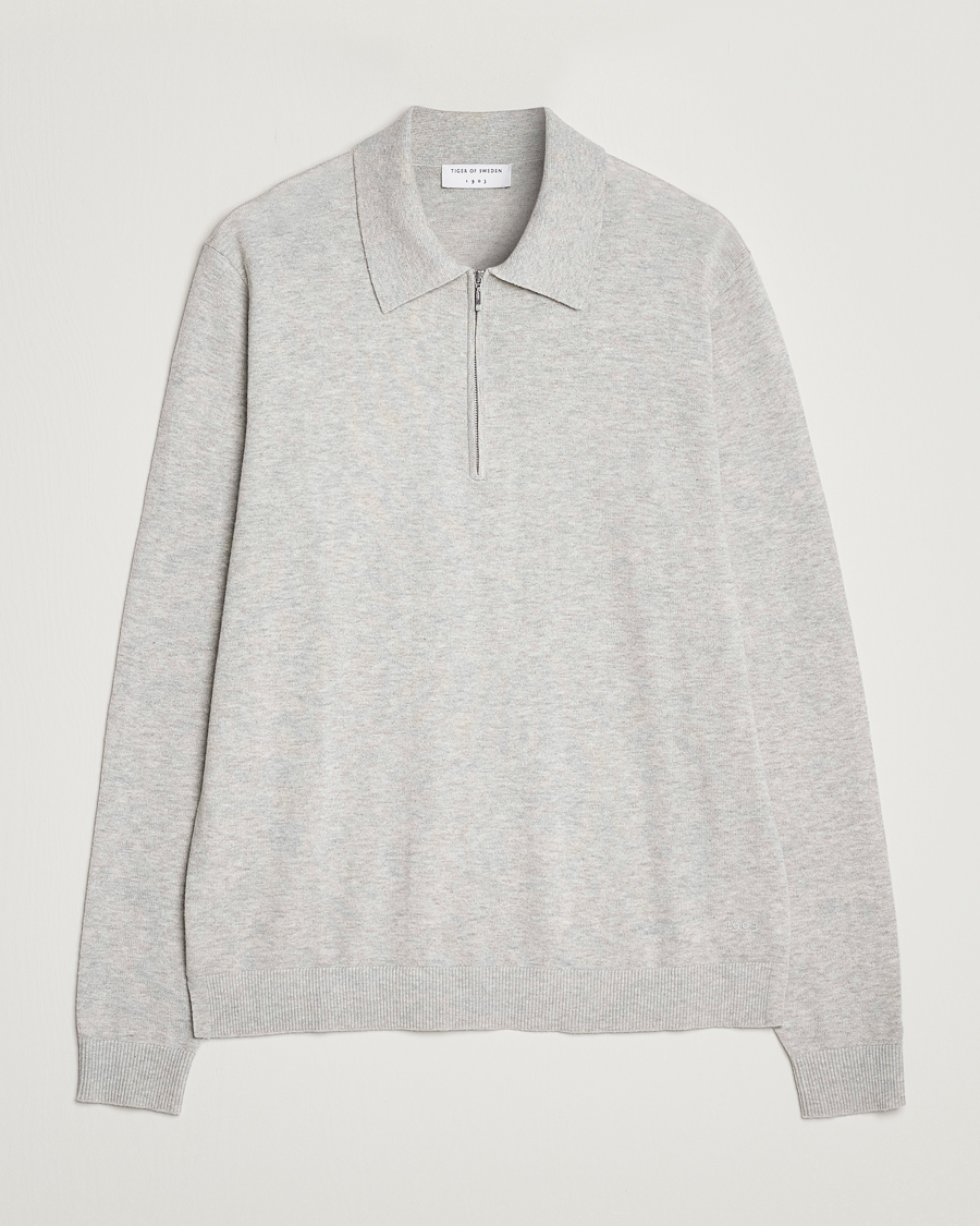 Herre | Gensere | Tiger of Sweden | Orbit Merino Wool Half Zip Light Grey Melange