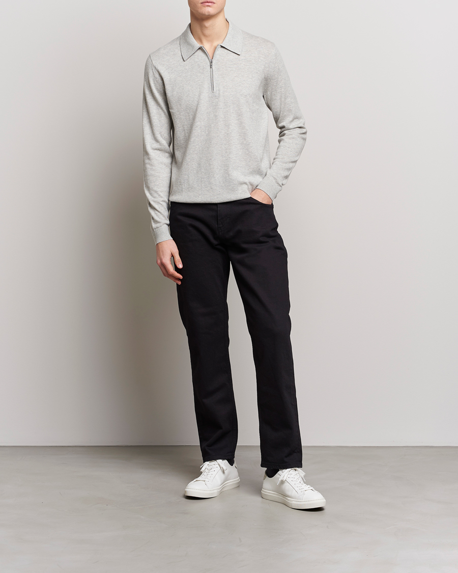Herre | Gensere | Tiger of Sweden | Orbit Merino Wool Half Zip Light Grey Melange