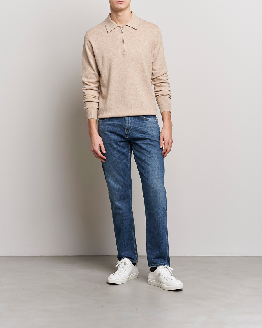 Herre | Gensere | Tiger of Sweden | Orbit Merino Wool Half Zip Beige Melange