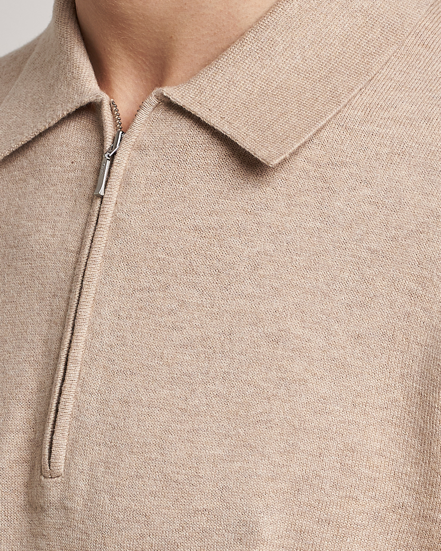 Herre | Gensere | Tiger of Sweden | Orbit Merino Wool Half Zip Beige Melange
