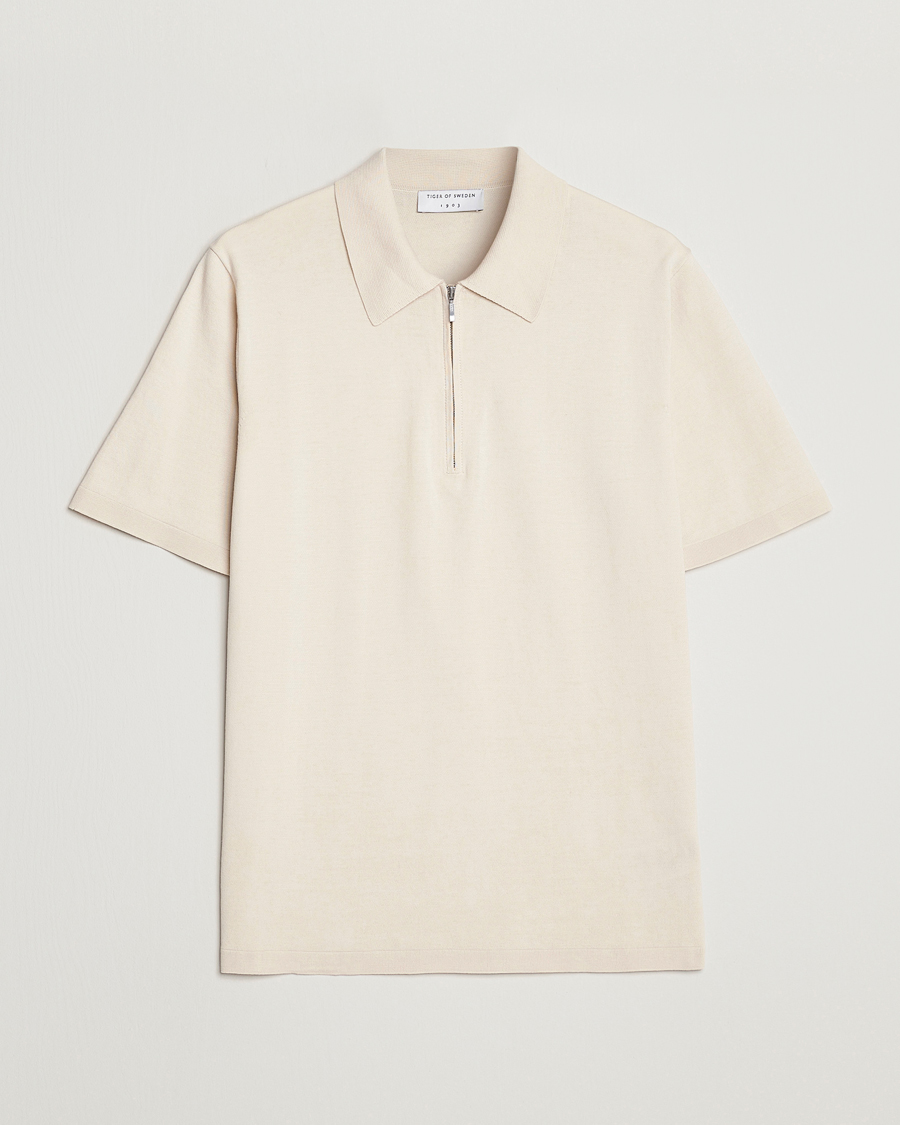 Herre | Pikéer | Tiger of Sweden | Orbit Cotton Half Zip Light Ivory