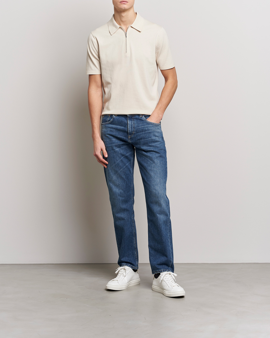 Herre | Pikéer | Tiger of Sweden | Orbit Cotton Half Zip Light Ivory