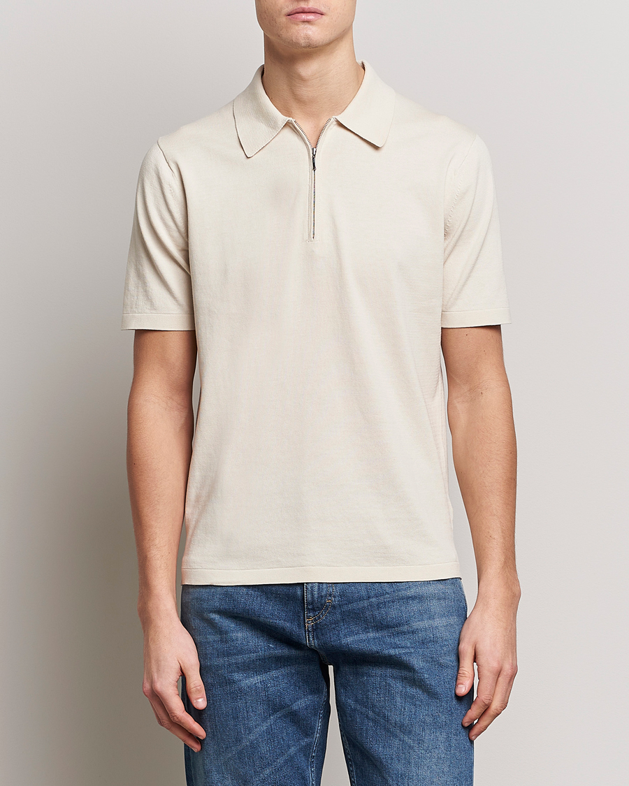 Herre | Pikéer | Tiger of Sweden | Orbit Cotton Half Zip Light Ivory