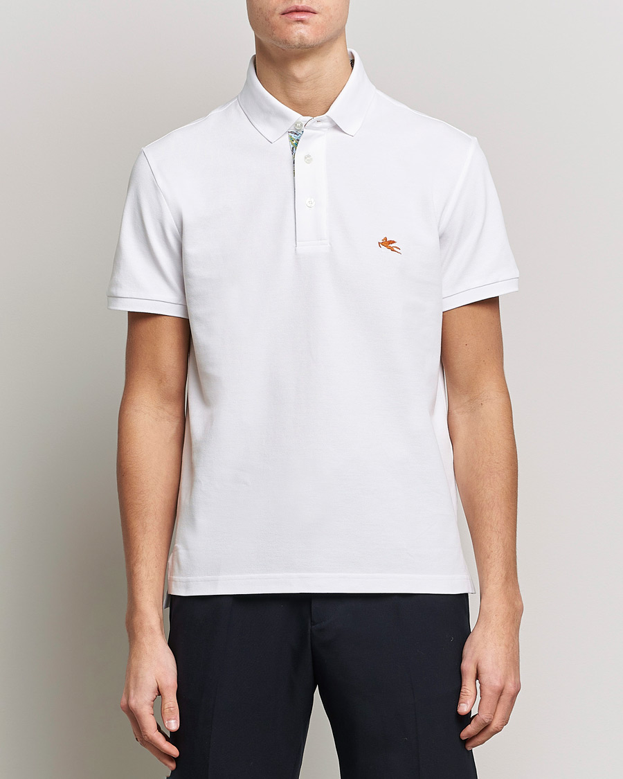 Herre | | Etro | Short Sleeve Contrast Paisley Polo White