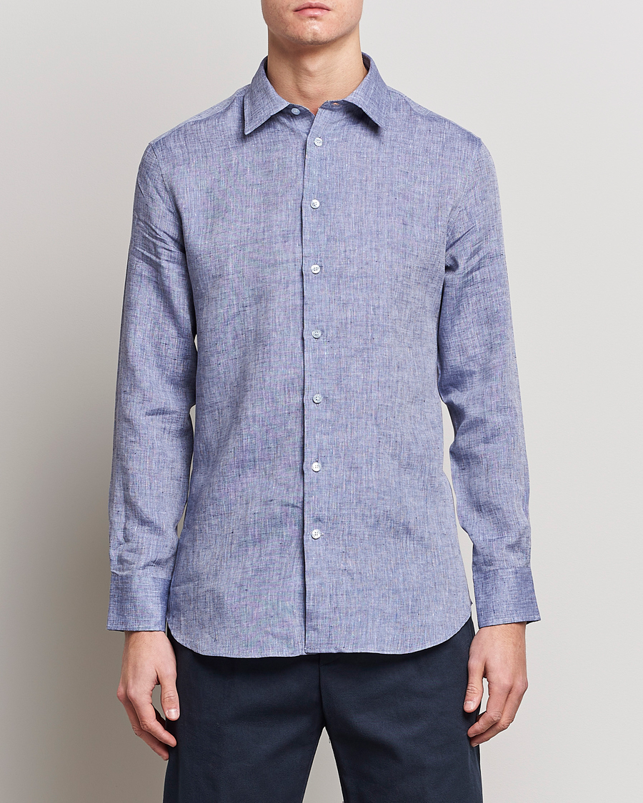 Herre | Skjorter | Etro | Linen Sport Shirt Dark Blue