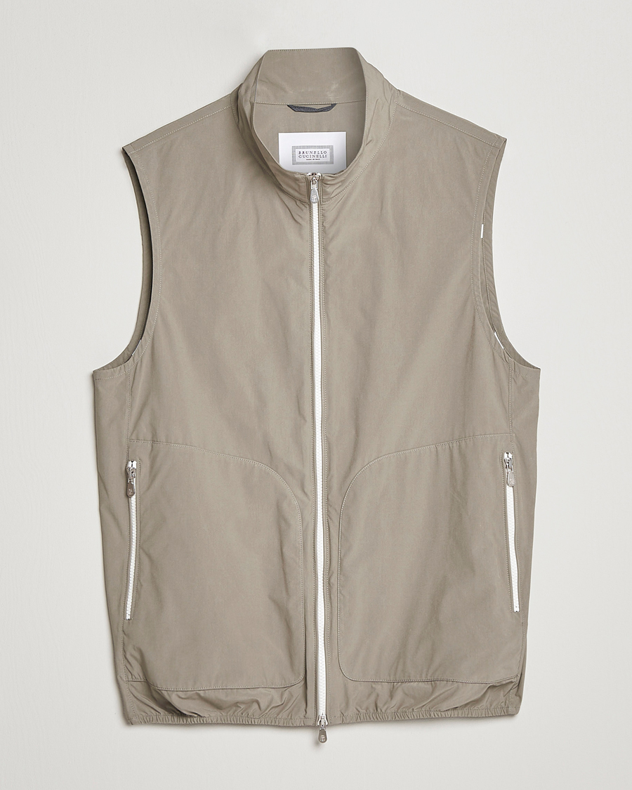 Herre | Vester | Brunello Cucinelli | Lightweight Nylon Gilet Olive