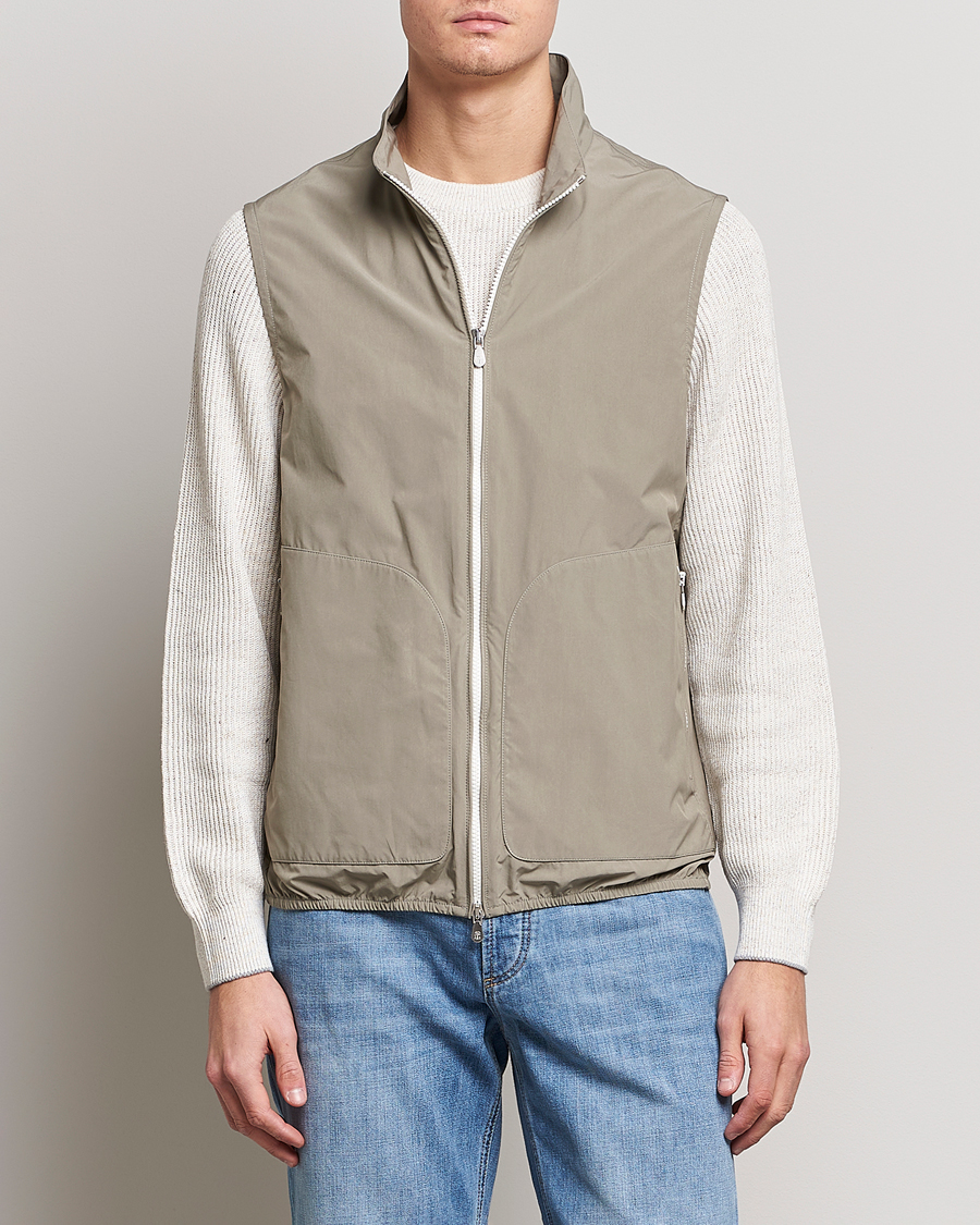 Herre | Vester | Brunello Cucinelli | Lightweight Nylon Gilet Olive