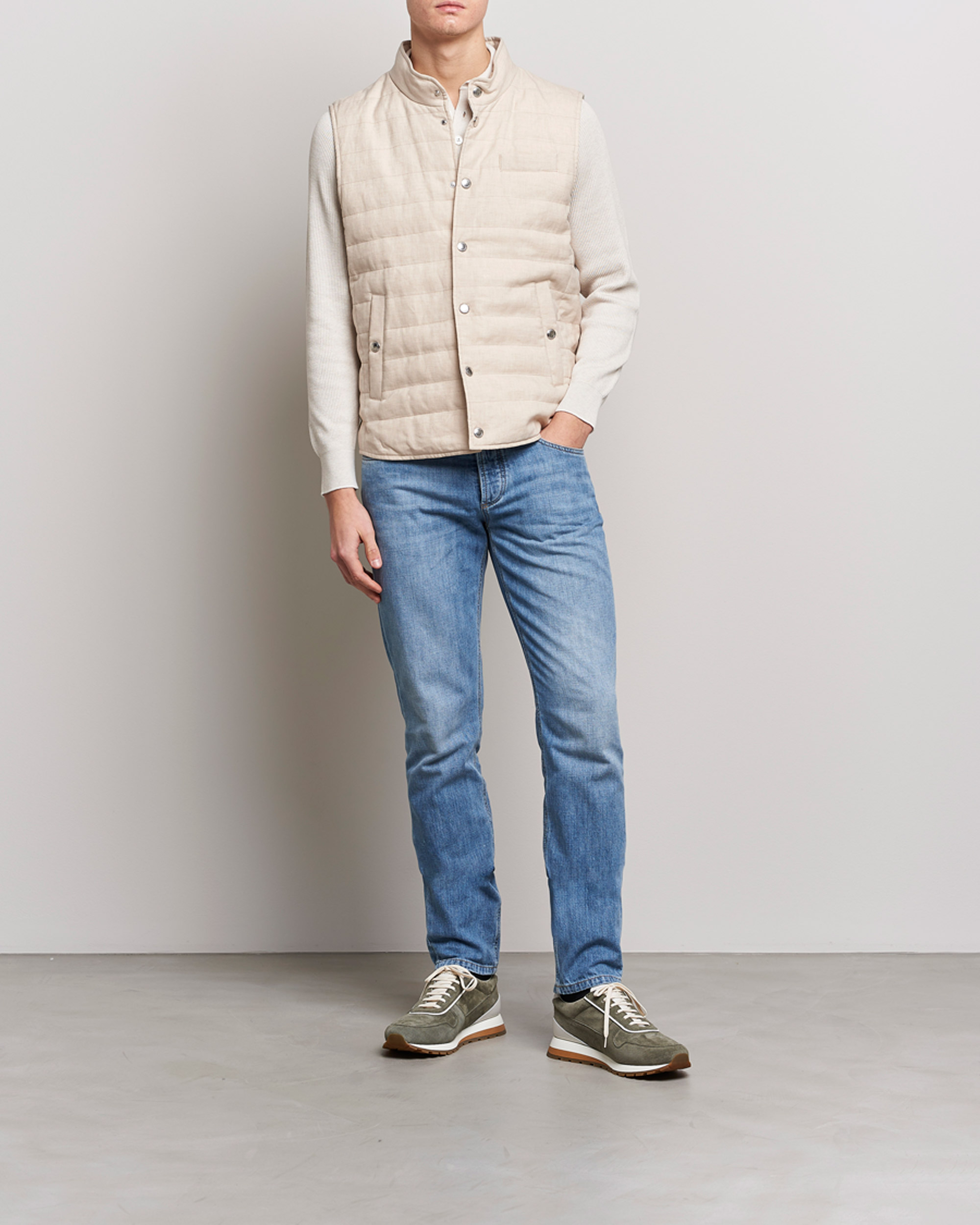 Herre | Vester | Brunello Cucinelli | Cotton/Linen Gilet Light Beige