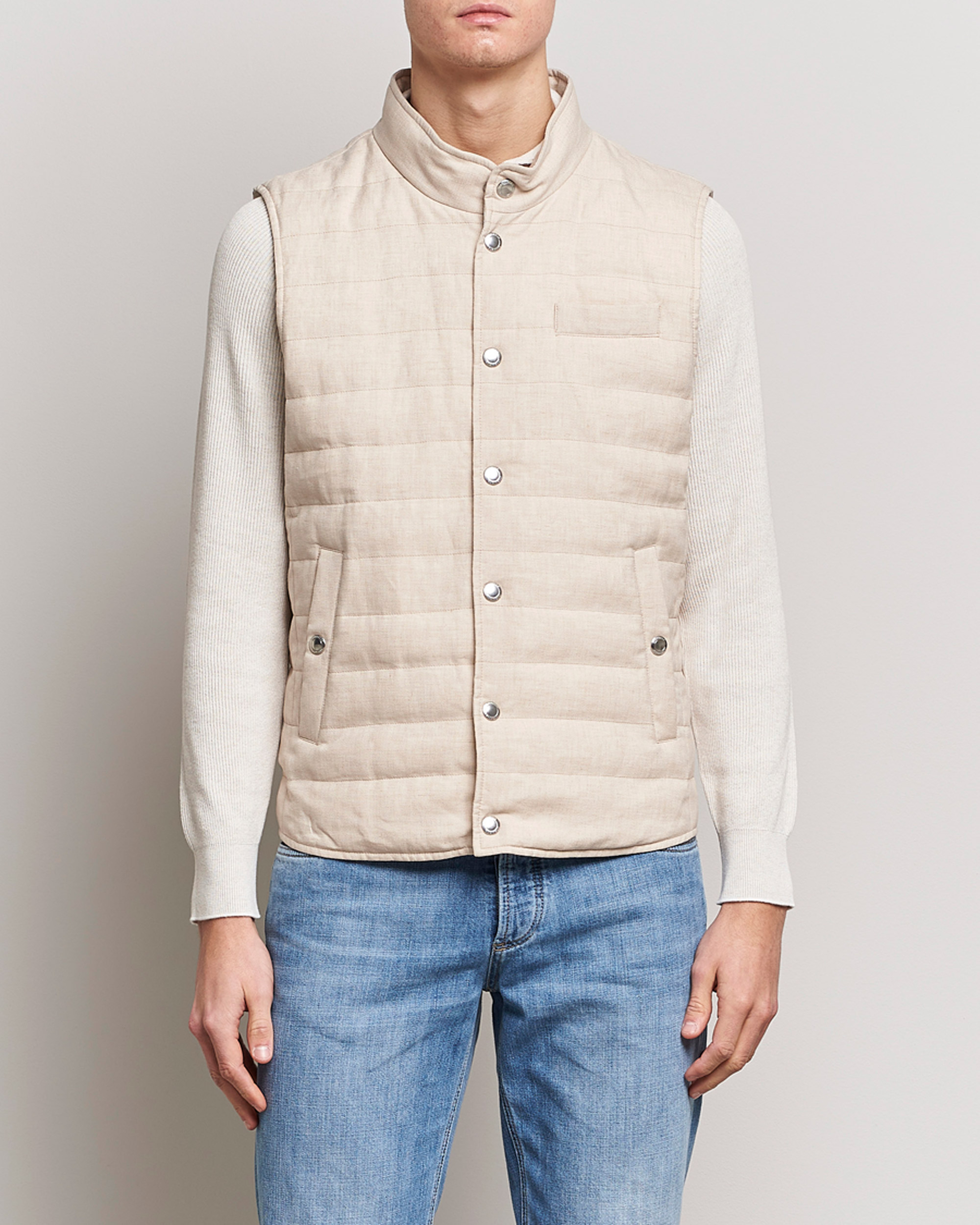 Herre | Vester | Brunello Cucinelli | Cotton/Linen Gilet Light Beige