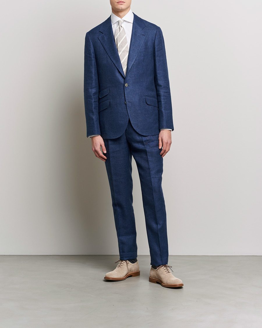 Herre |  | Brunello Cucinelli | Linen/Silk Suit Royal Blue