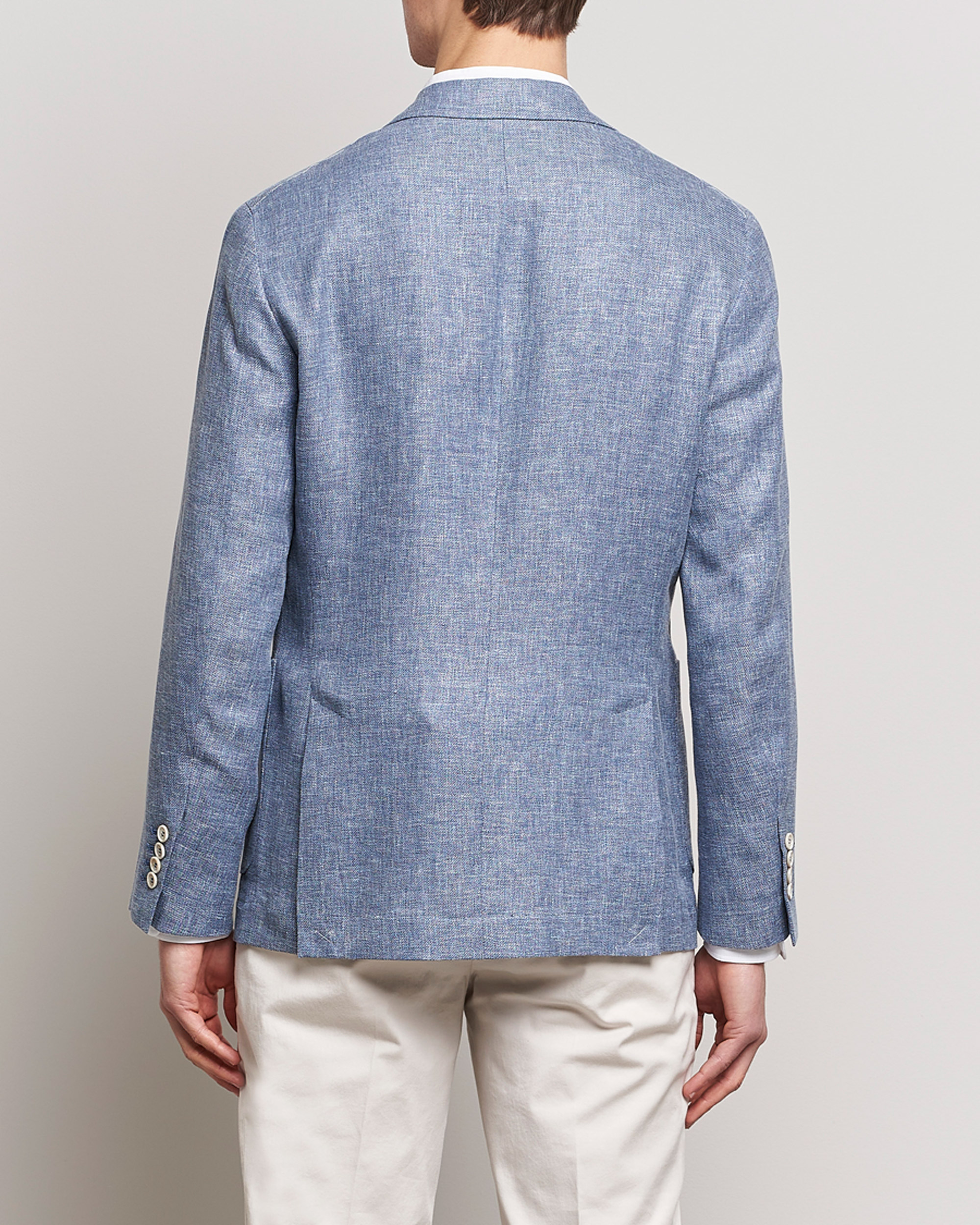 Herre | Dressjakker | Brunello Cucinelli | Micro Chevron Linen Blazer Indigo Blue