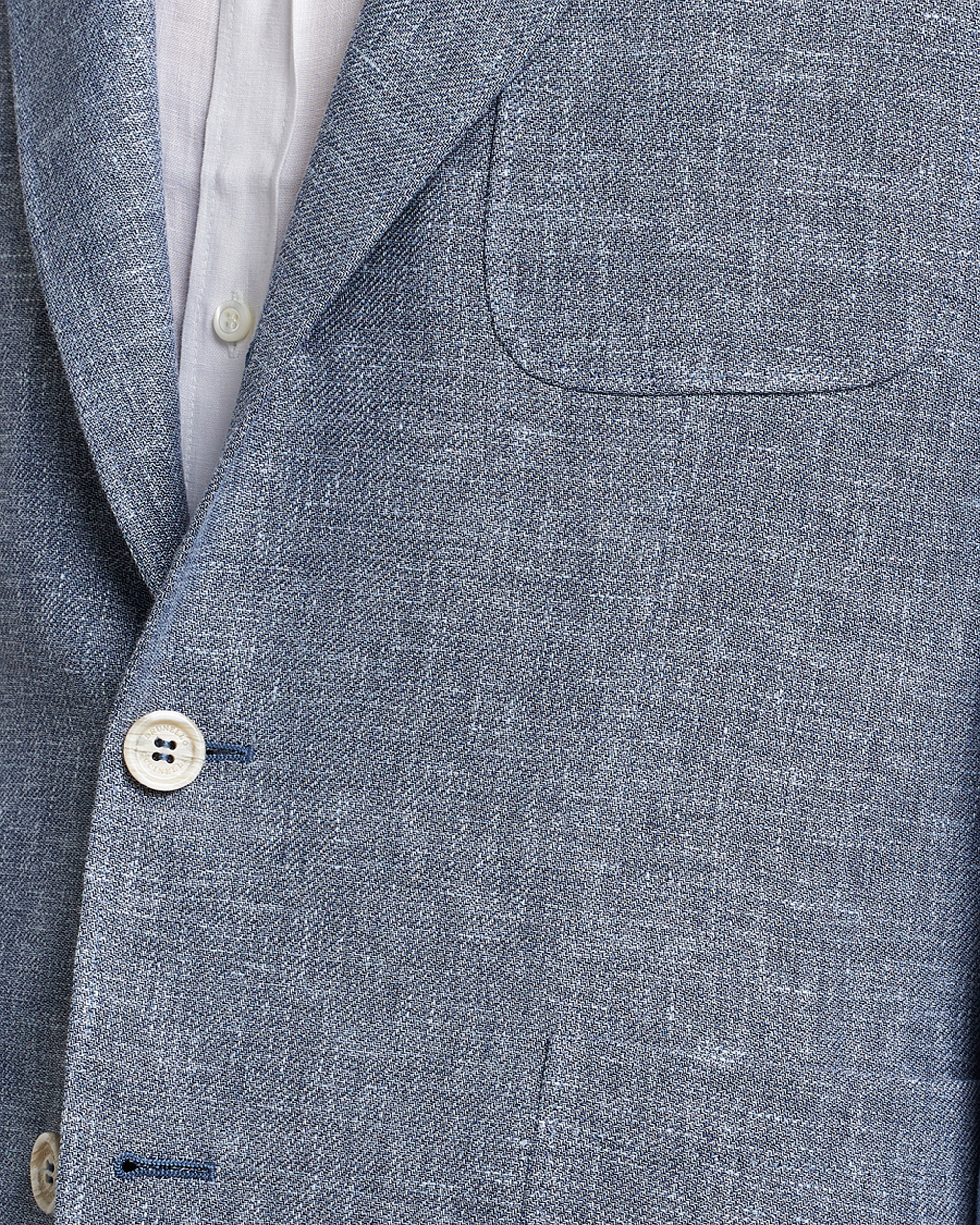 Herre | Dressjakker | Brunello Cucinelli | Micro Chevron Linen Blazer Indigo Blue