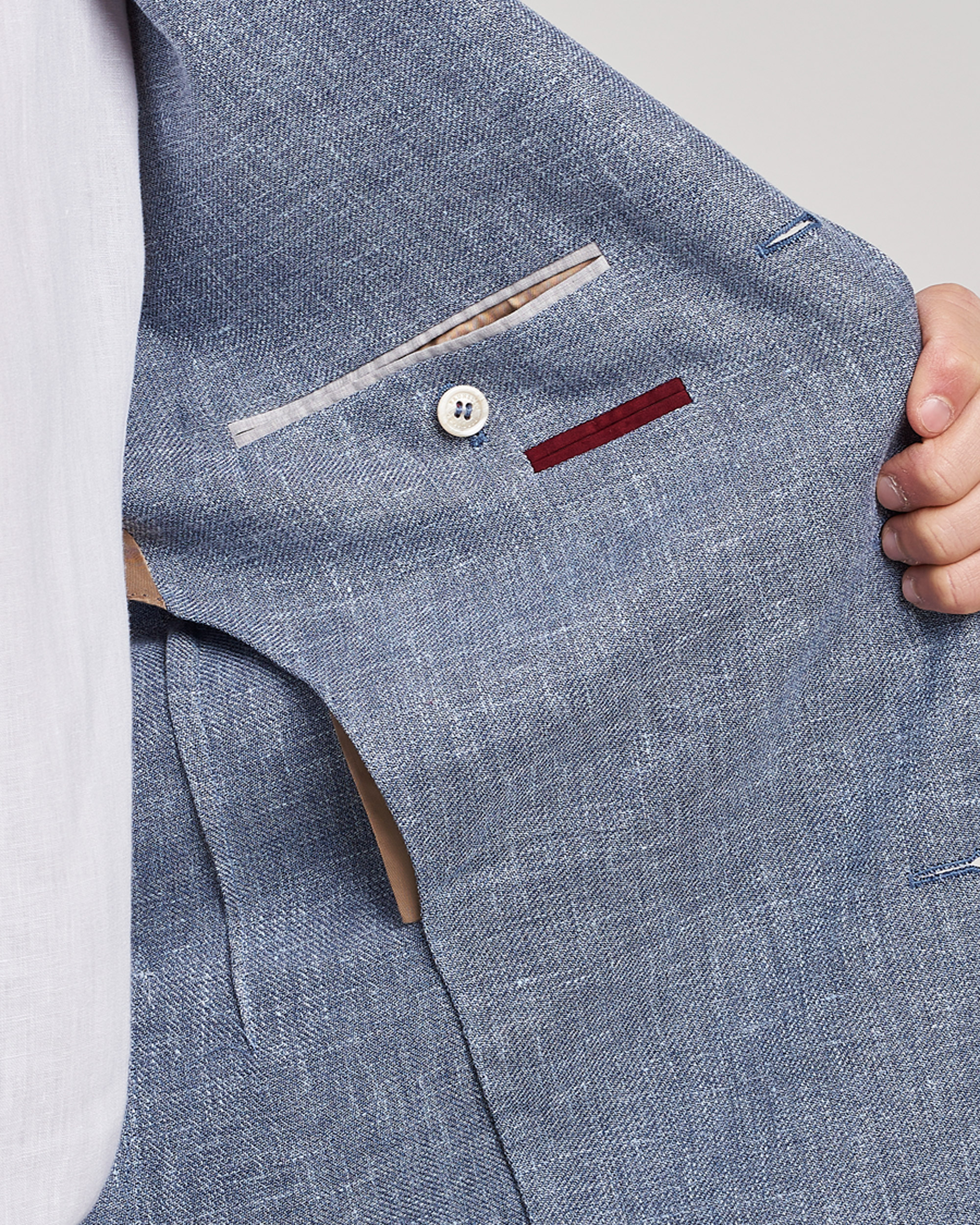 Herre | Dressjakker | Brunello Cucinelli | Micro Chevron Linen Blazer Indigo Blue