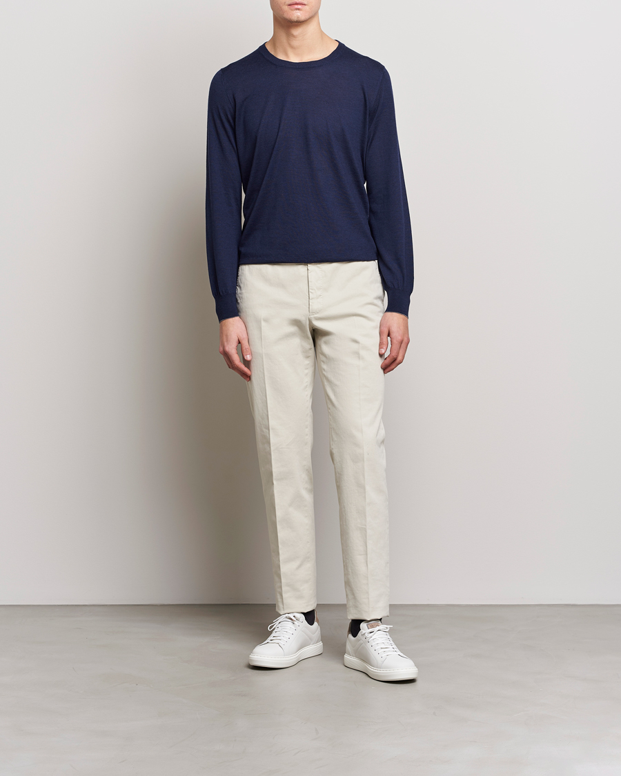 Herre | Gensere | Brunello Cucinelli | Cashmere/Wool Crew Neck Sweater Navy