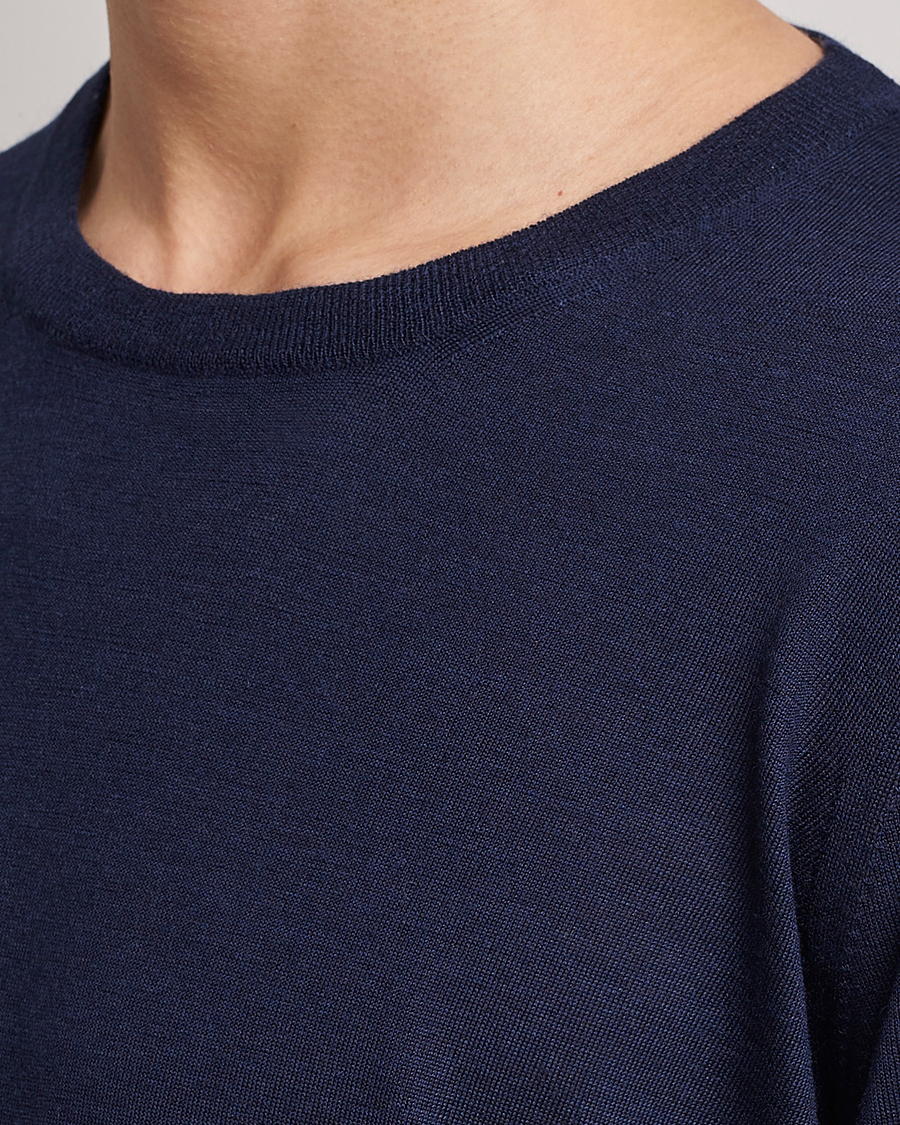 Herre | Gensere | Brunello Cucinelli | Cashmere/Wool Crew Neck Sweater Navy