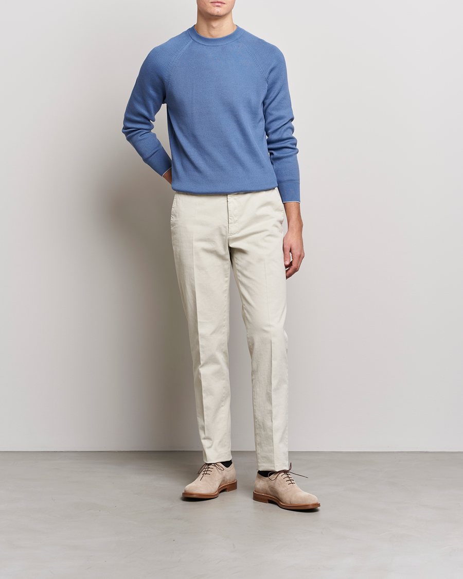 Herre | Gensere | Brunello Cucinelli | Rib Stitch Crew Neck Sweater Oxford Blue