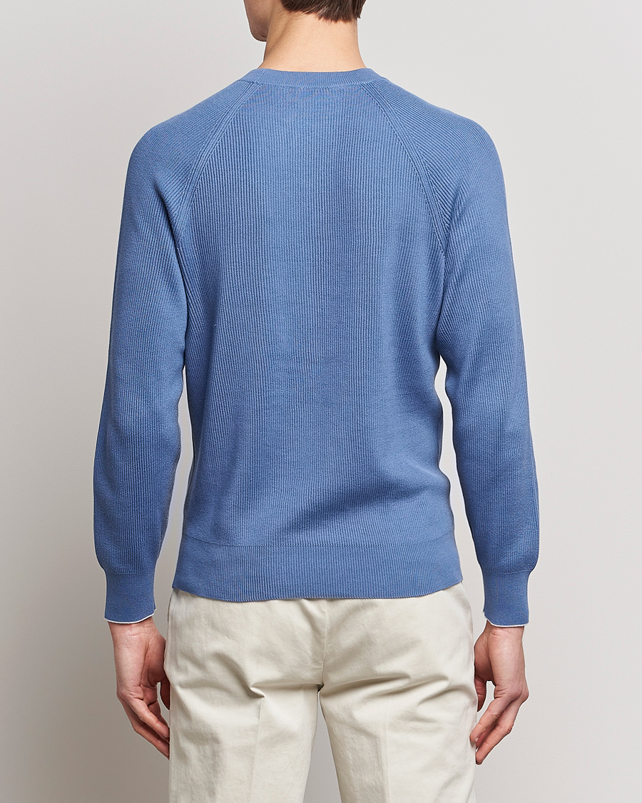 Herre | Gensere | Brunello Cucinelli | Rib Stitch Crew Neck Sweater Oxford Blue