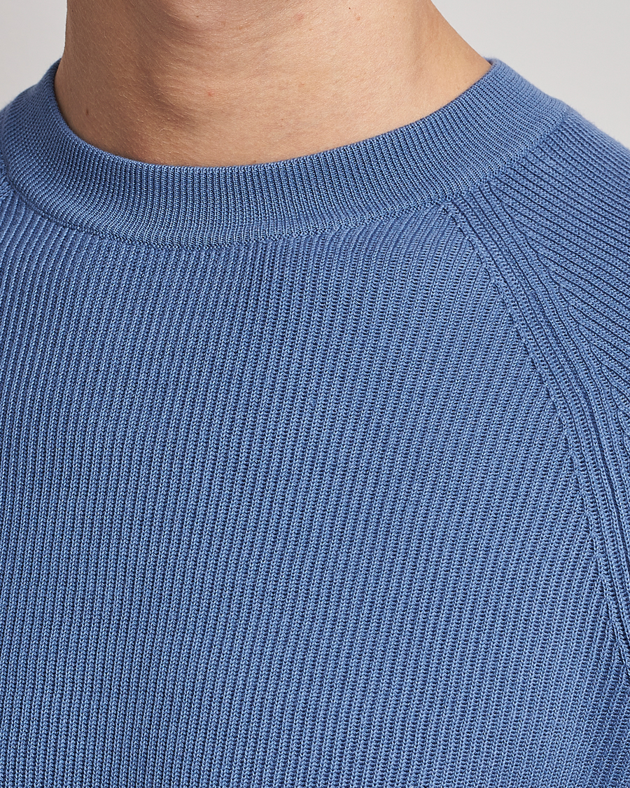 Herre | Gensere | Brunello Cucinelli | Rib Stitch Crew Neck Sweater Oxford Blue