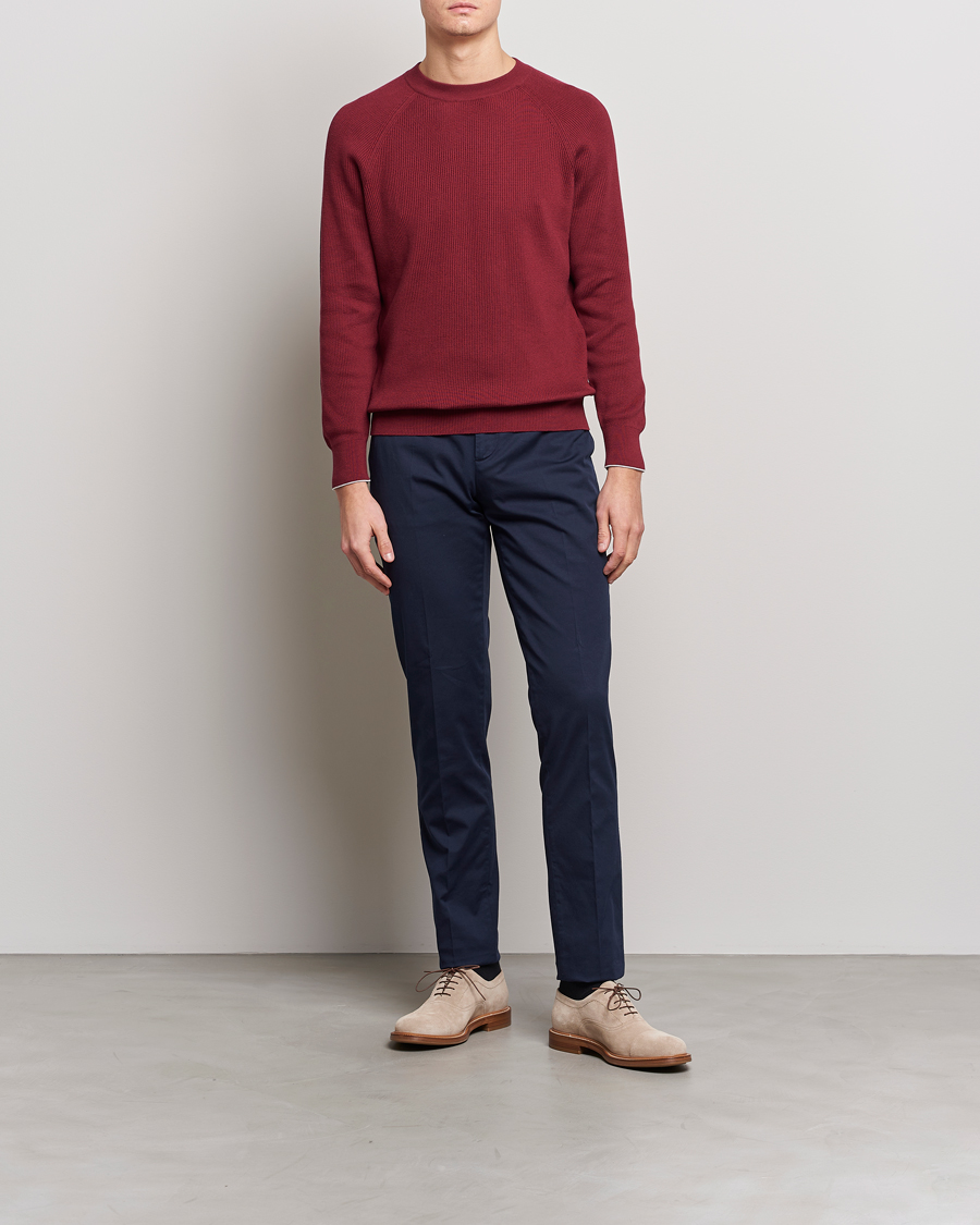 Herre | Gensere | Brunello Cucinelli | Rib Stitch Crew Neck Sweater Burgundy